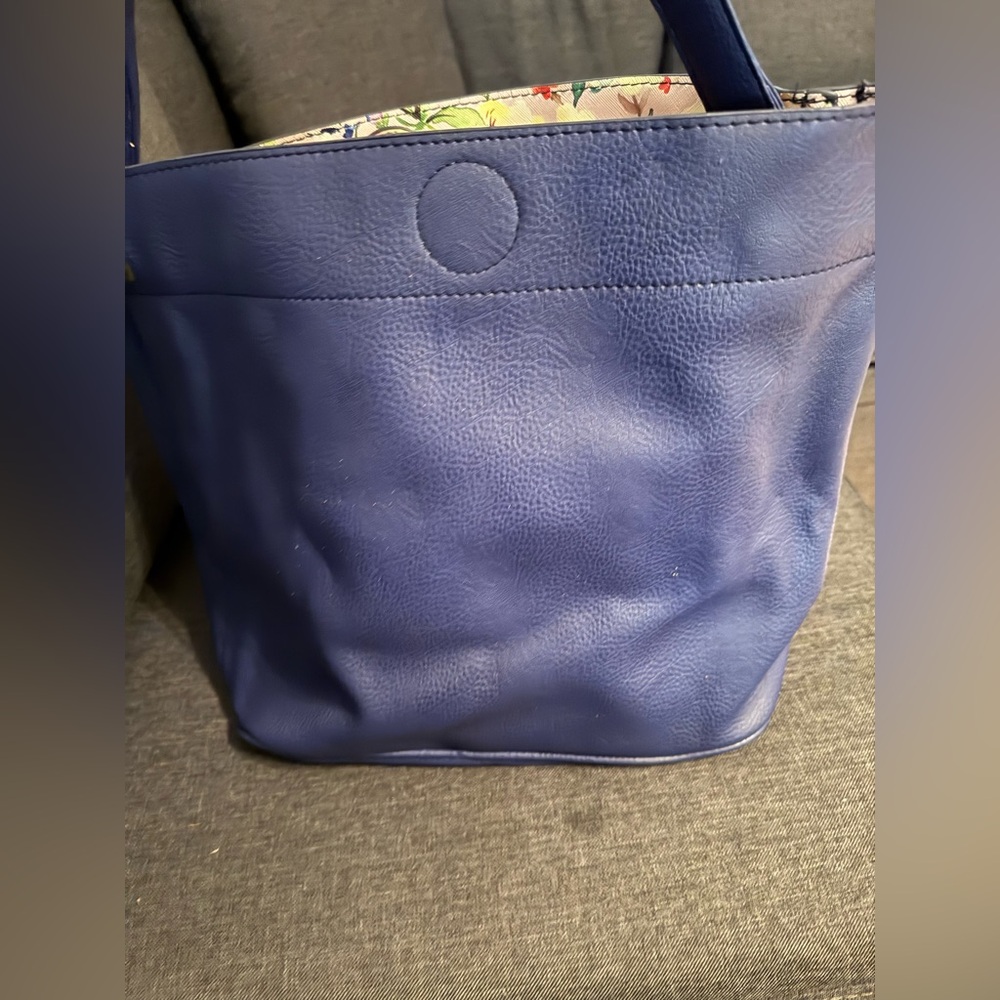 Carlos Santana Blue Leather Tote Bag